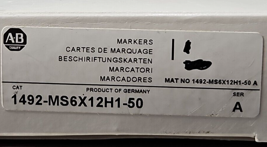 Allen Bradley 1492-MS6X12H1-50 Ser A Terminal Markers                    Loc4C29