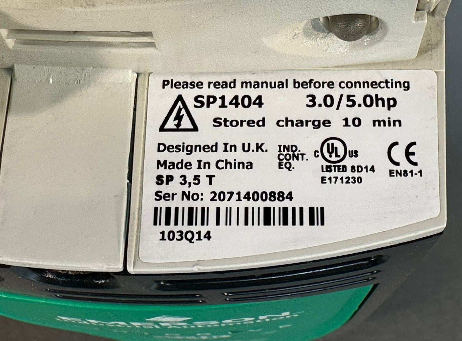 Emerson SP1404 Control Techniques Unidrive SP-1404                  (9.4.2)