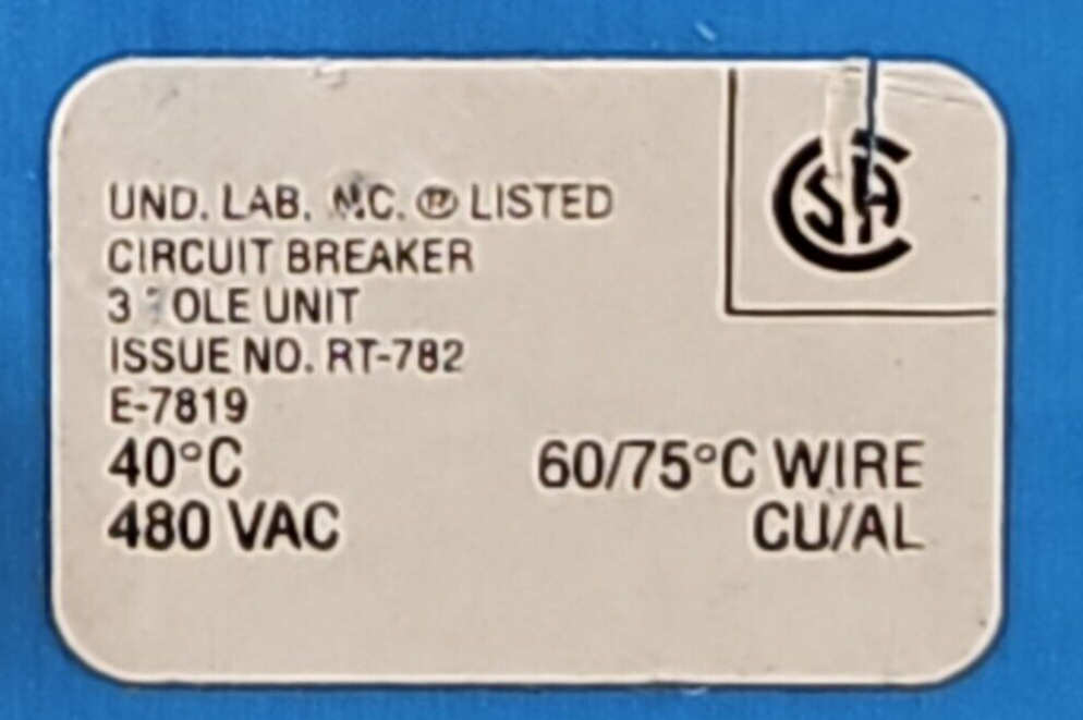 Westinghouse GD 22K Circuit Breaker 3 Poles 480V                        (BIN433)