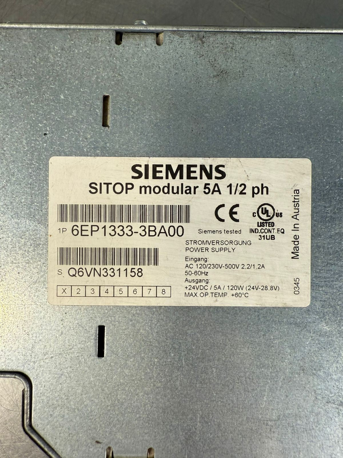 Siemens 6EP1333-3BA00 Sitop Modular 5A 1/2ph                       (2.1.5)