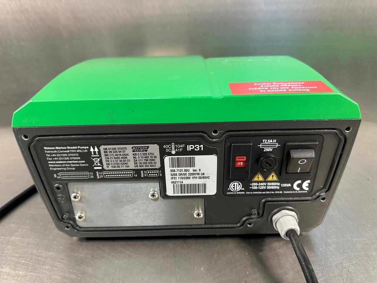Watson Marlow 520S 056.7131.00U ISS:6 Peristaltic Pump Dr 220RPM  (12.4.8)