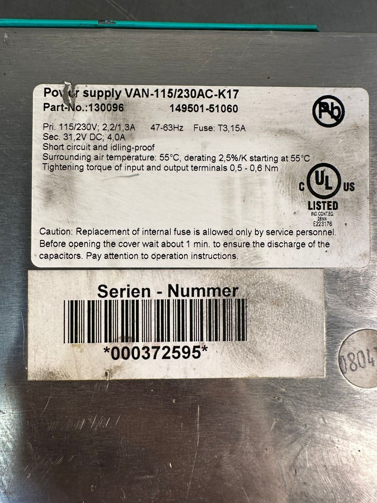Pepperl+Fuchs VAN-115/230AC-K17 130096 149501-51060 115/230V 3A  (4.4.5)