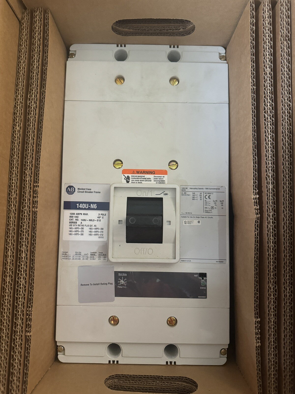 ALLEN BRADLEY 140U-N6L3-E12 / 140UN6L3E12 + 140U-NRP3-E12 Rate Plug  (BIN1.2.3)