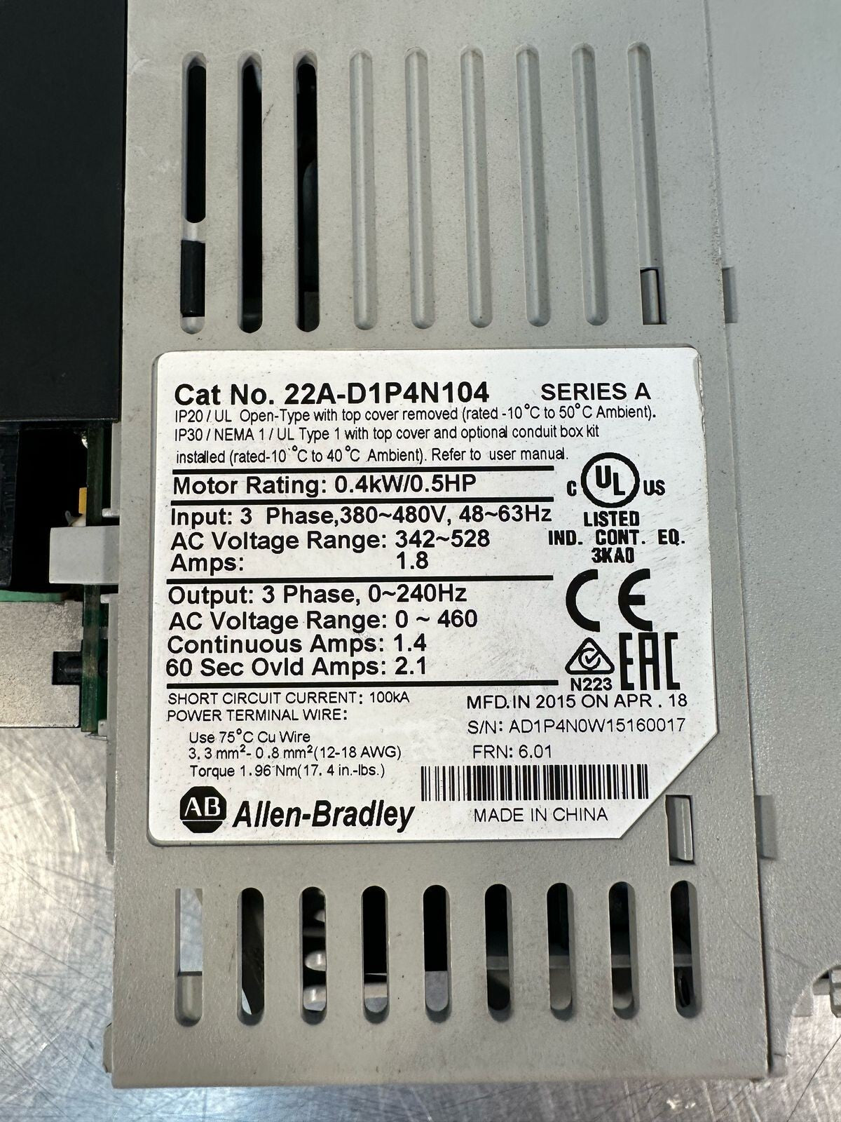 Allen-Bradley 22A-D1P4N104 /A    22AD1P4N104                        (4.5.3)