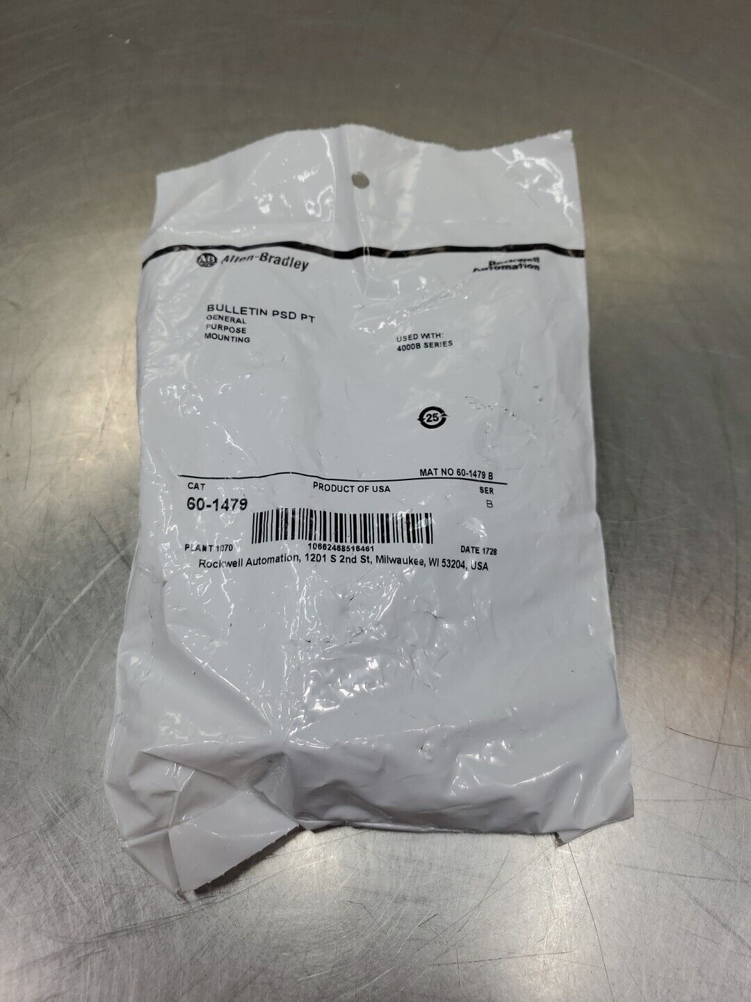 Allen Bradley 60-1479 SER. B BULLETIN PSD PT Mounting Bracket.             5D-25