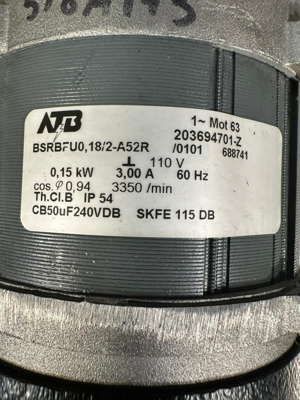 Atb BSRBFU0,18/2-A52R    1~Mot63  203694701-Z   60hz    110v       (6.5.1)
