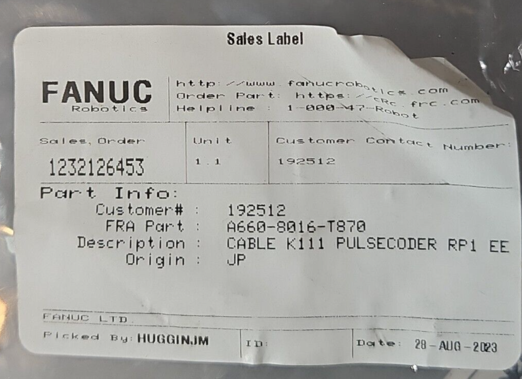 FANUC A660-4003-T488 Cable K111 M1-M6 Power Remote                      (BIN134)