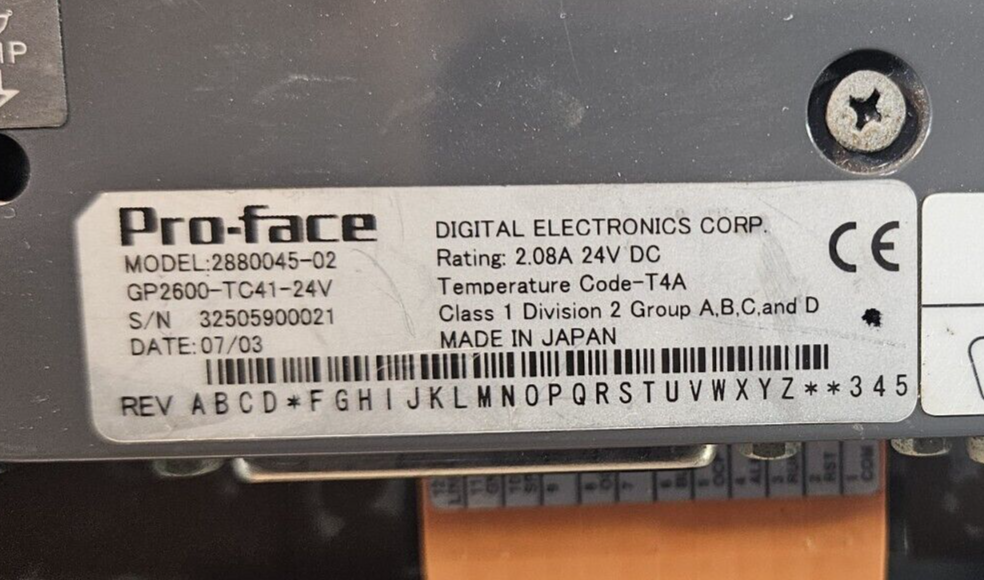 Pro-face 2880045-02 Panel View 2.08A 24 VDC                             (BIN755)