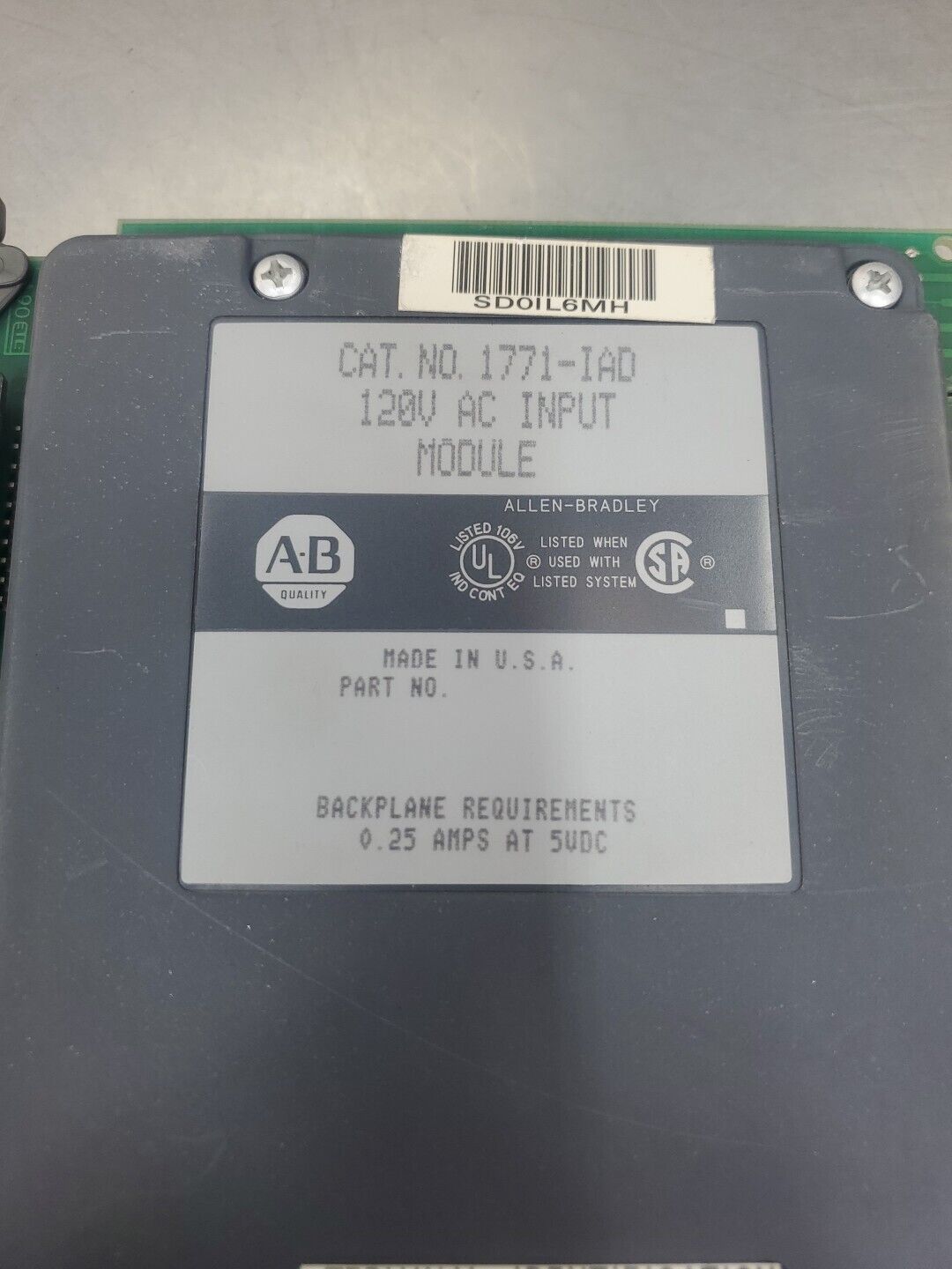 Allen Bradley 1771-IAD 120VAC Input Module.                                3E-36