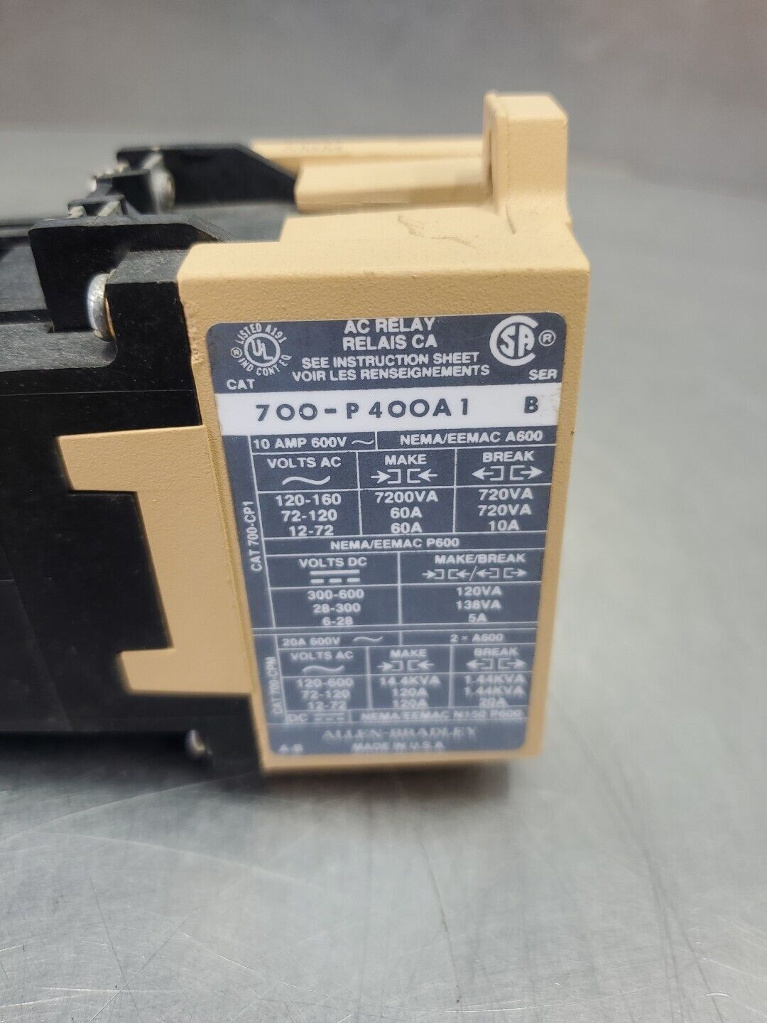Allen Bradley 700-P000A1/B AC Relay w/700-PT/B Pneu. Time Delay Relay.     4E-36