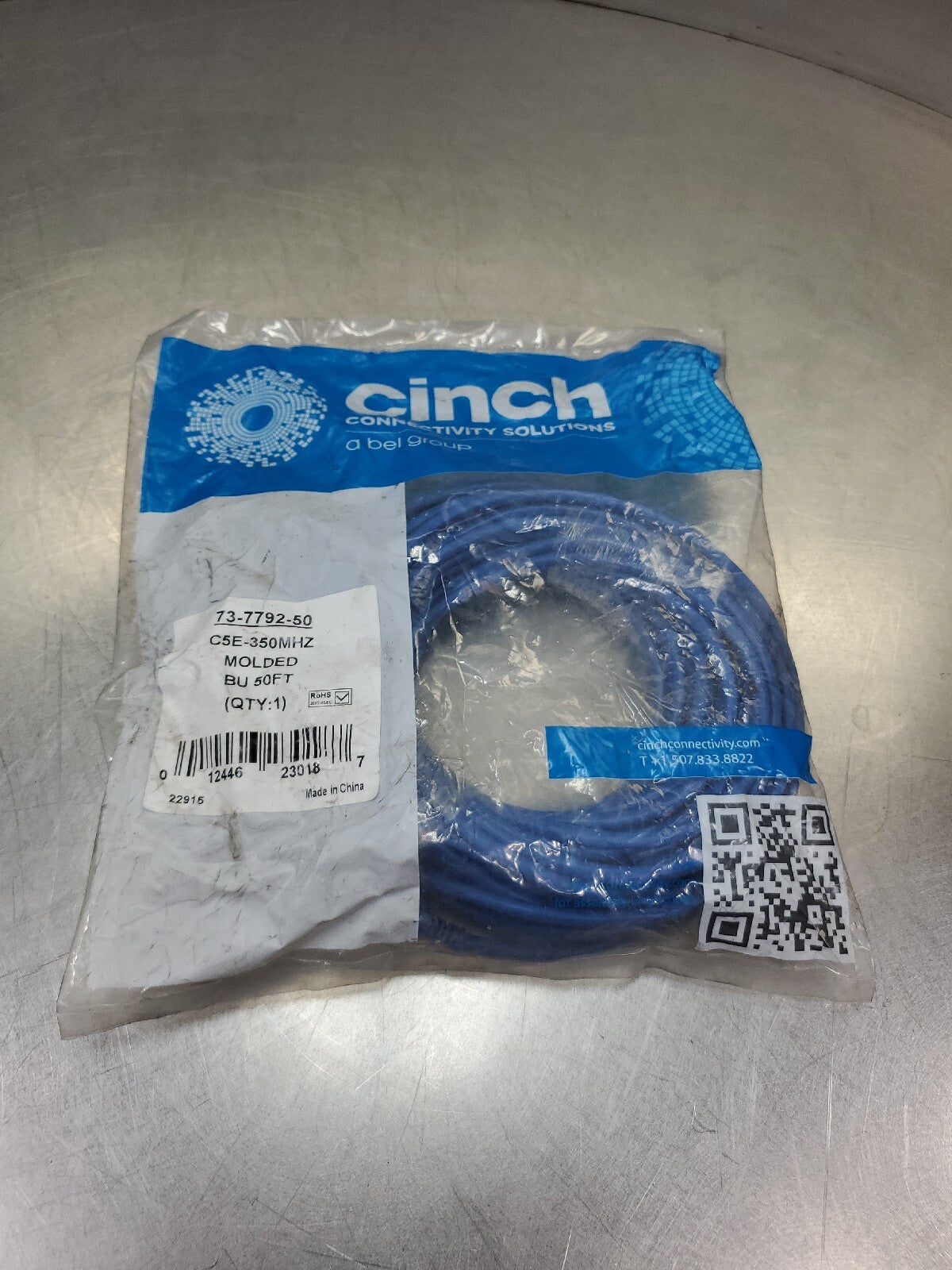 Cinch Connectivity Ethernet Cable C5E-350MHZ MOLDED 50FT - 73-7792-50.      5A-5