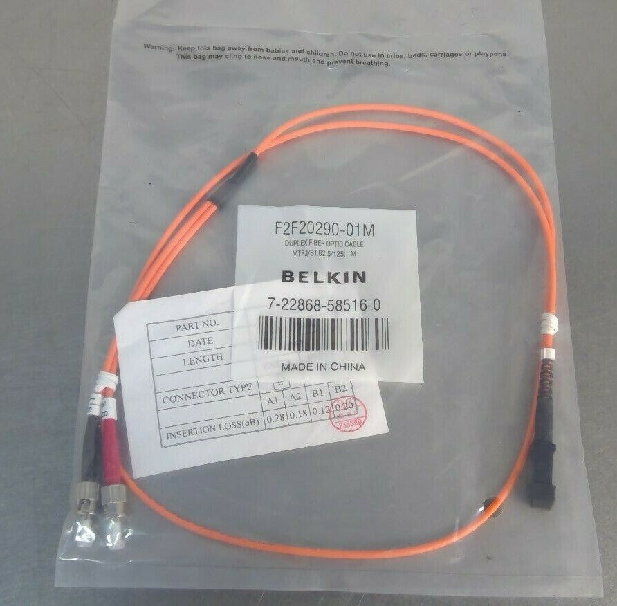 Belkin - F2F20290-01M Duplex Fiber Optic Cable, 1M - 7-22868-58516-0        5A-5