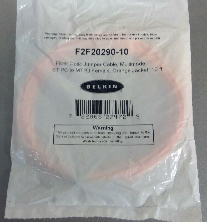 Belkin - F2F20290-10 Fiber Optic Jumper Cable, Mulitmode ST PC to MTRJ.     5A-5
