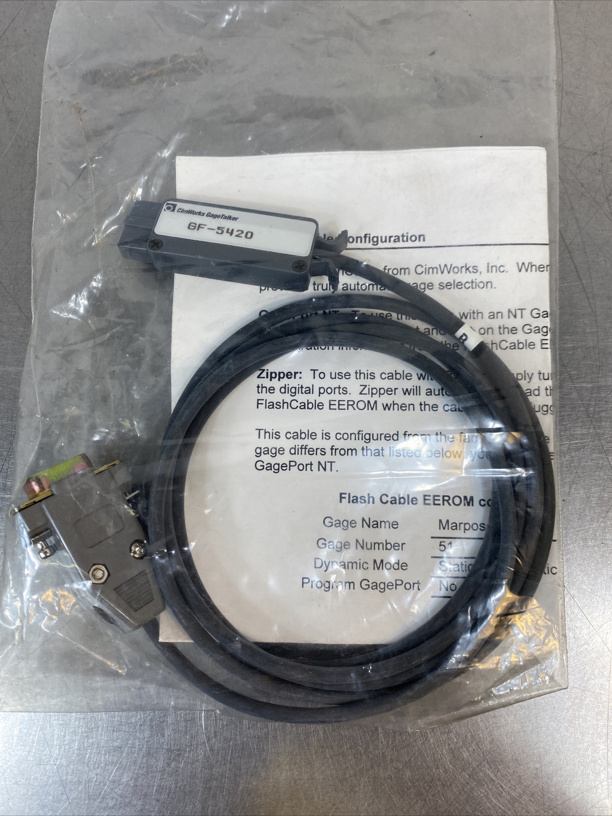 Cimworks Gage Talker GF-5420 Cable MARPOSS/MT1 Connector Cable            5E-2/2