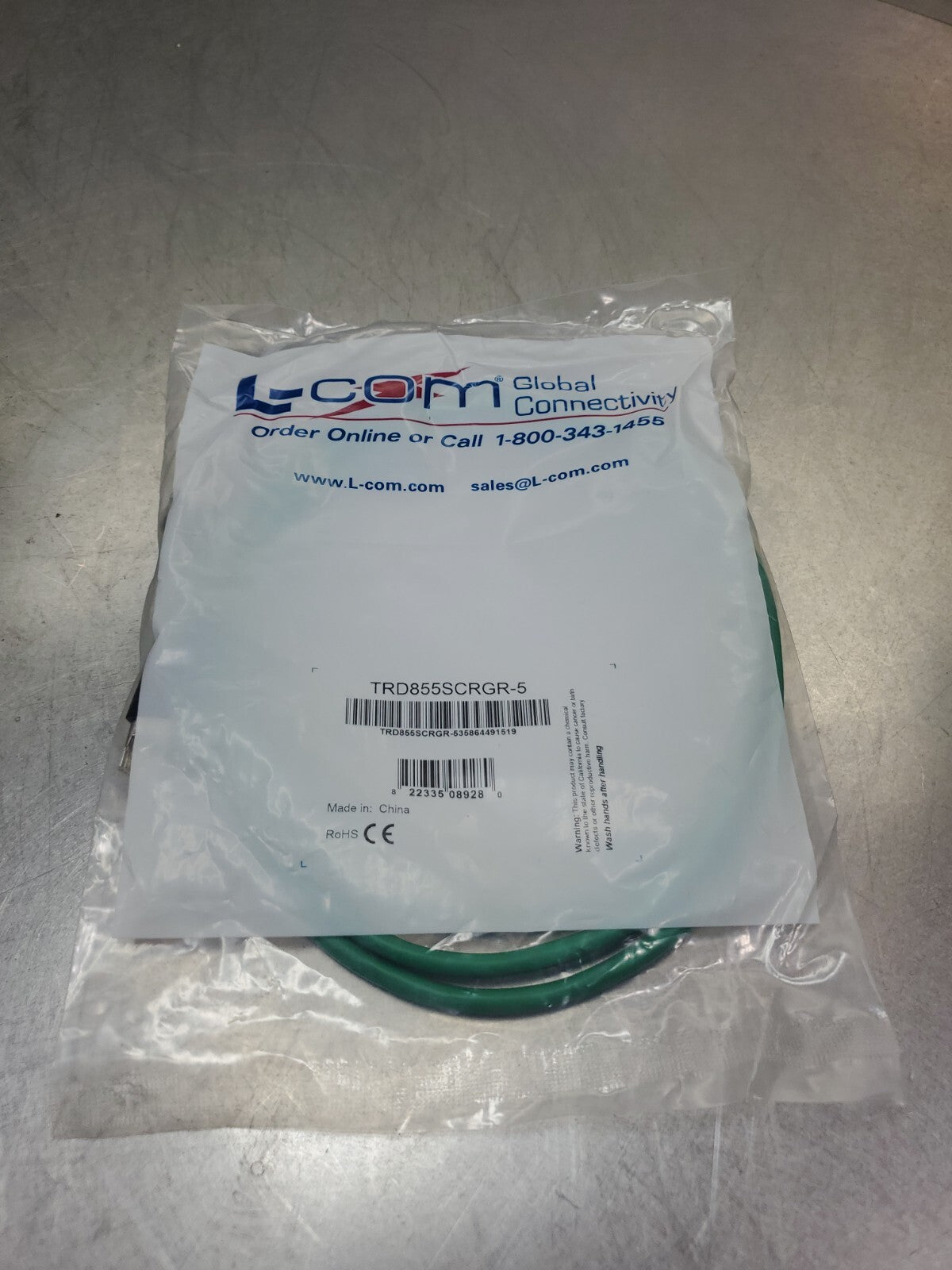 L-COM TRD855SCRGR-5 Network Cable Assembly - 5FT.                           5A-1