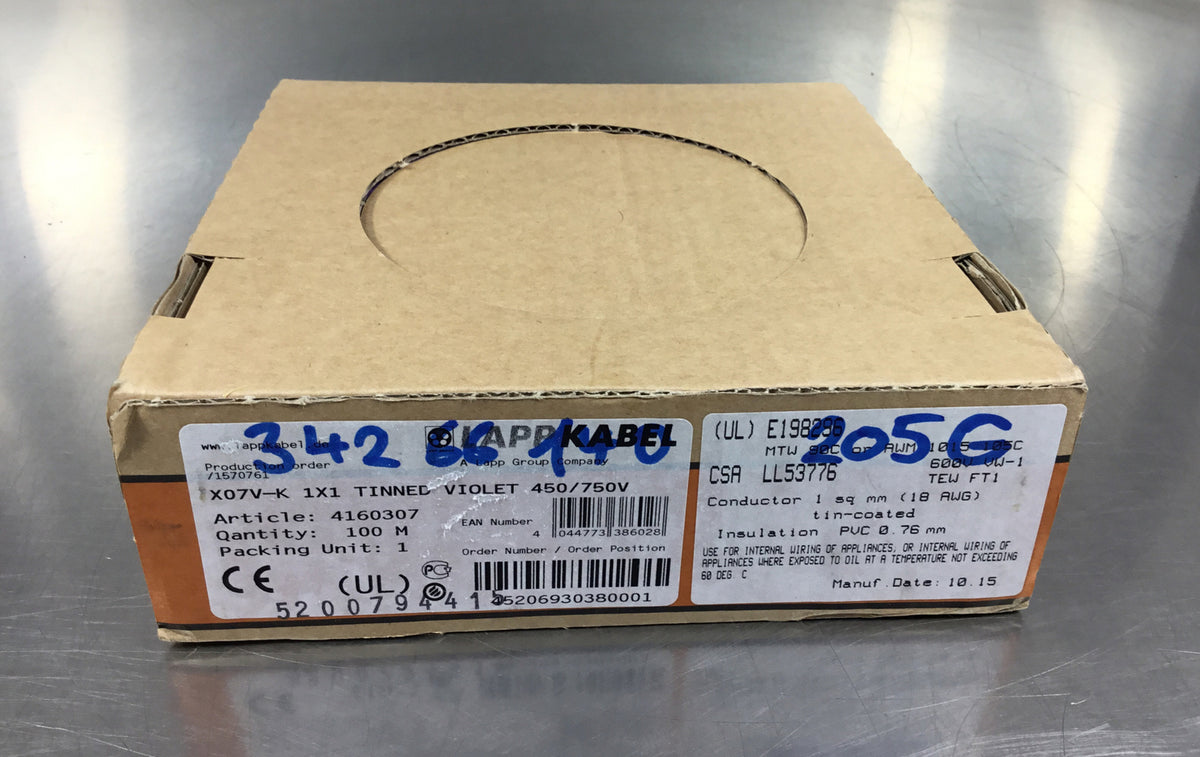Lapp Kabel X07V-K 1X1 TINNED VIOLET 450/750V  Wire    6B-1