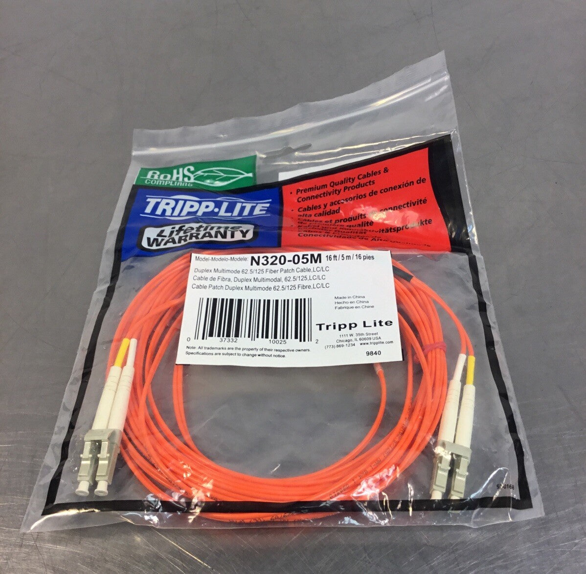Tripp-Lite Duplex Multimode 62.5/125 Fiber Cable LC/LC 5M 16' N320-05M      5A-5