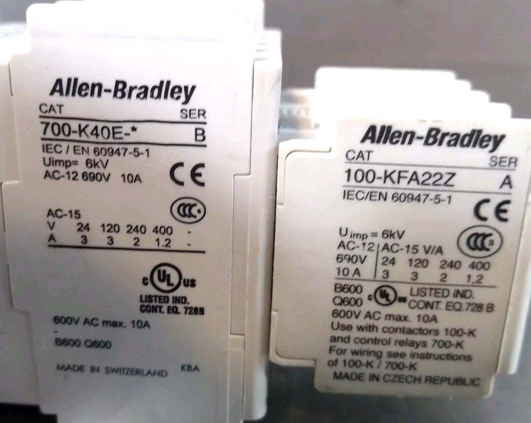 Allen Bradley 700-K40E-*/B w/ 100-KFA22Z/A Coil Relay Loc 4E44 ...