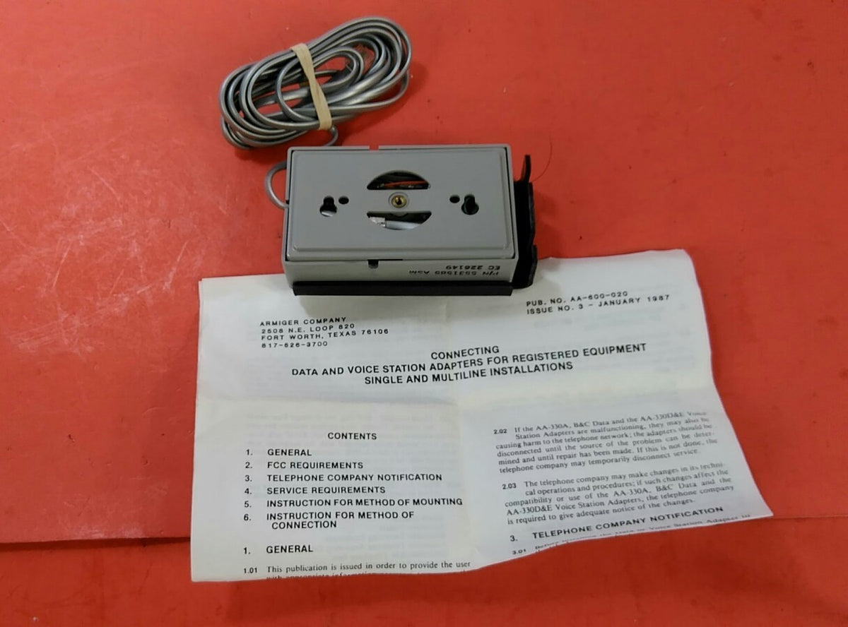 ARMIGER &amp; Associates AA-330C Data Station Adapter    3A