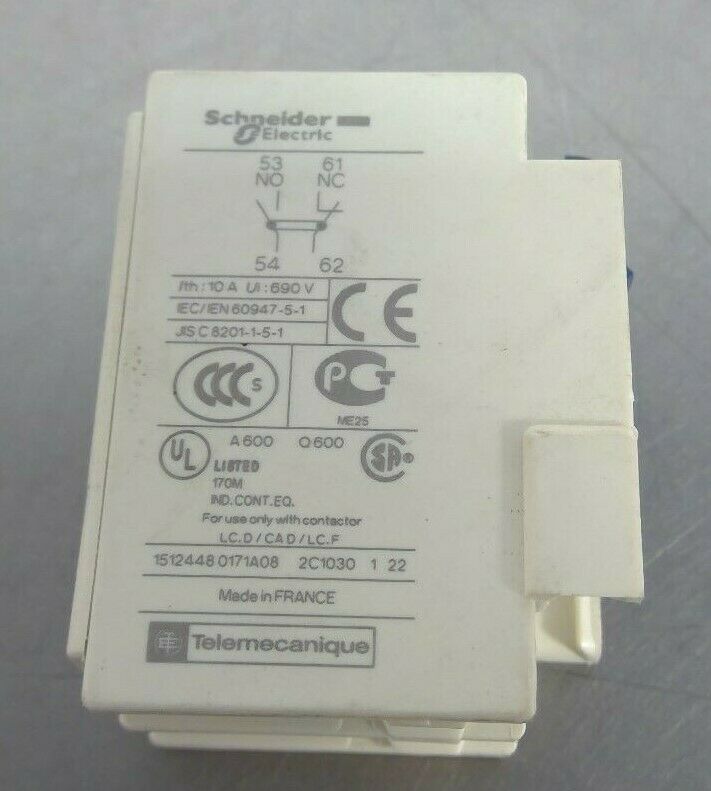 Schneider Electric - TeSys - LADN11 Auxiliary Contact Block                 4E-8