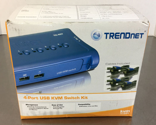 TRENDnet TK-407K 4-port USB KVM Switch Kit (Plus 4 x KVM Cables) & Software   3B