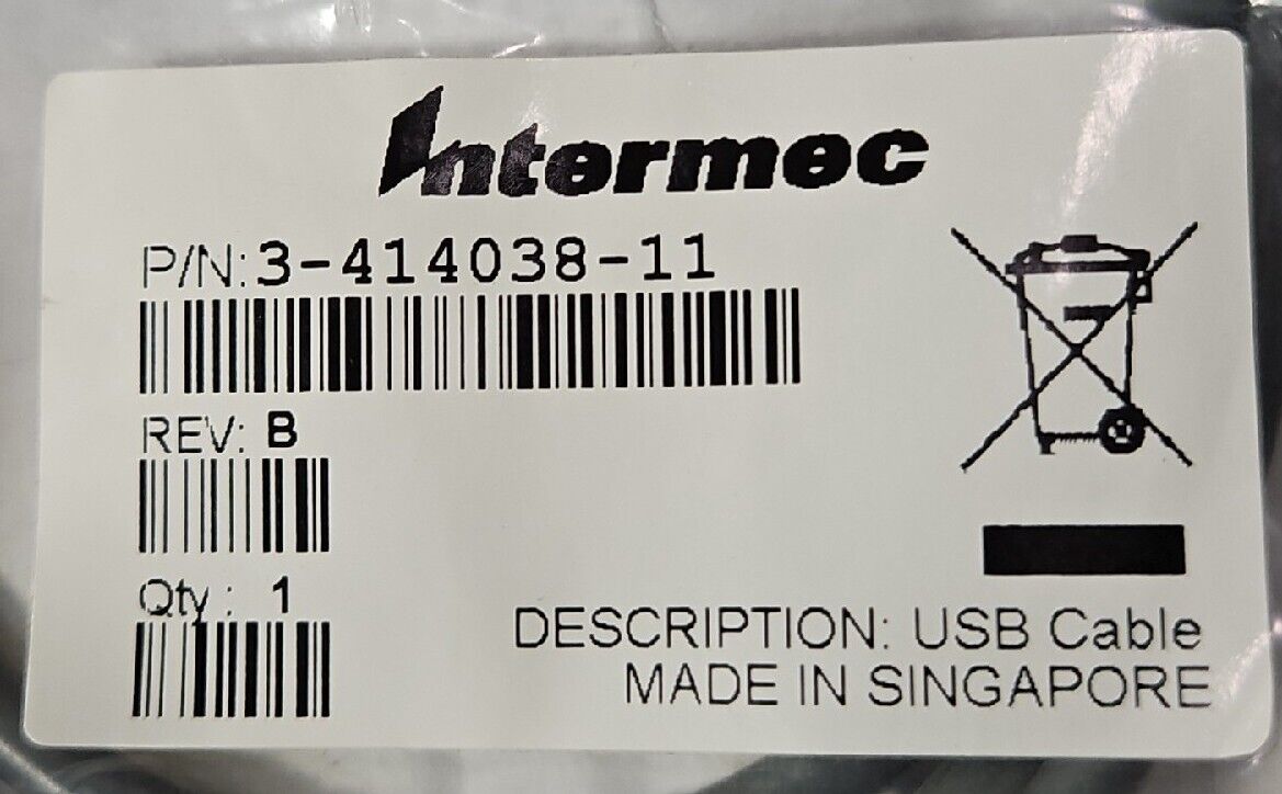 Intermec 3-414038-11 USB Data Transfer Cable.                          Loc 5E-13