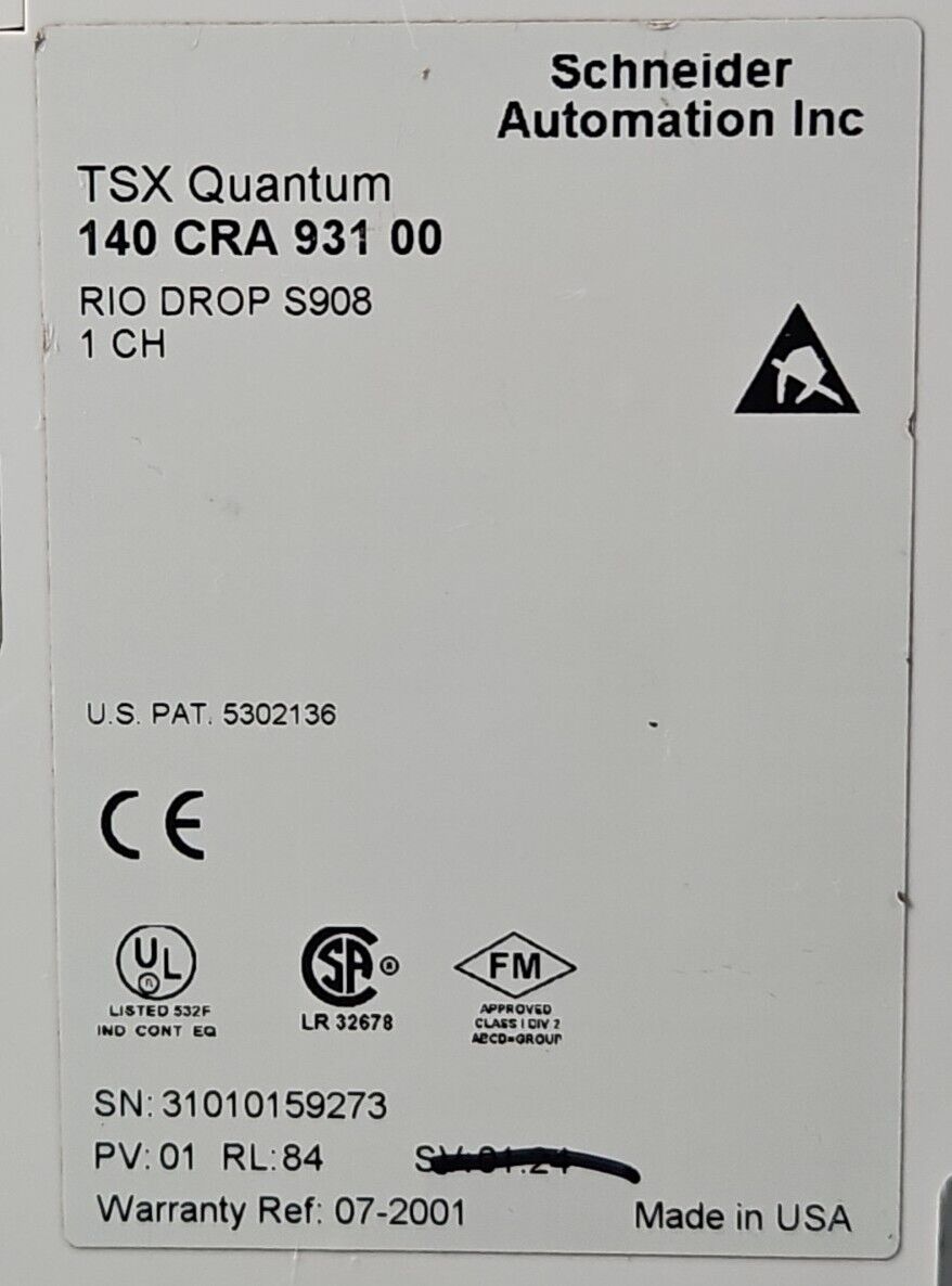 Schneider 140CRA93100 RIO DROP TSX QUANTUM.                             Loc3B-32