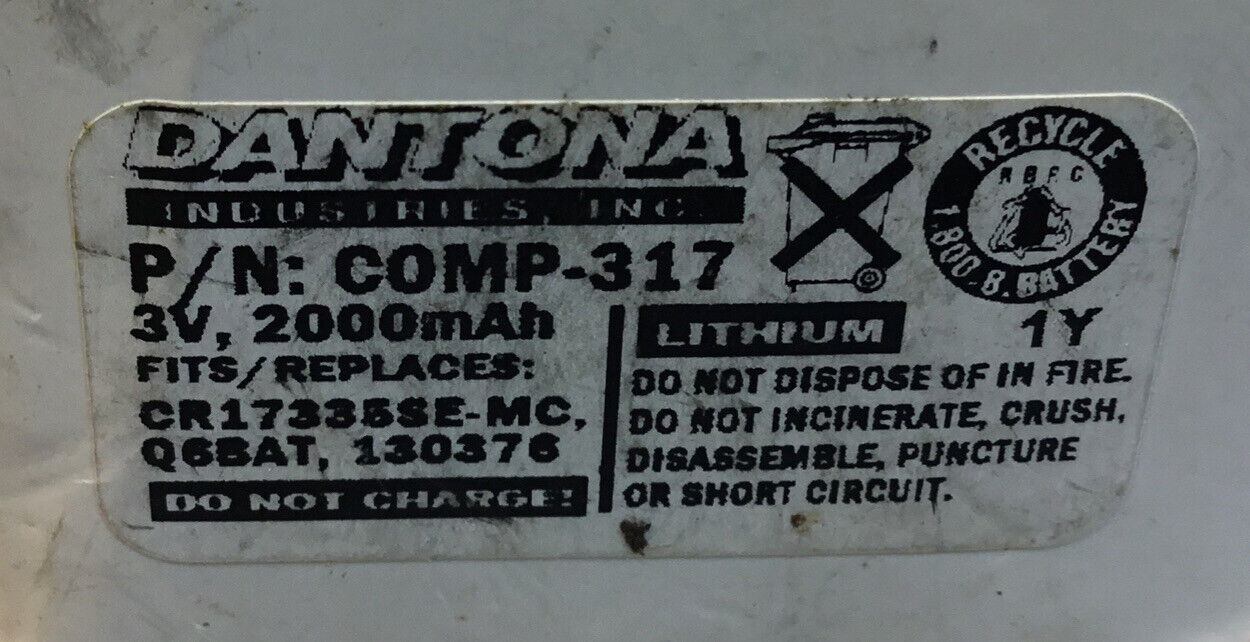 Dantona COMP-317  replacement Battery 3V  2000mAh     4H
