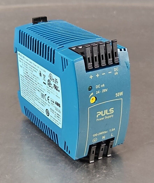 PULS ML50.100 POWER SUPPLY 50 WATT 100-240VAC INPUT 24-28VDC OUTPUT.    Loc4B-21