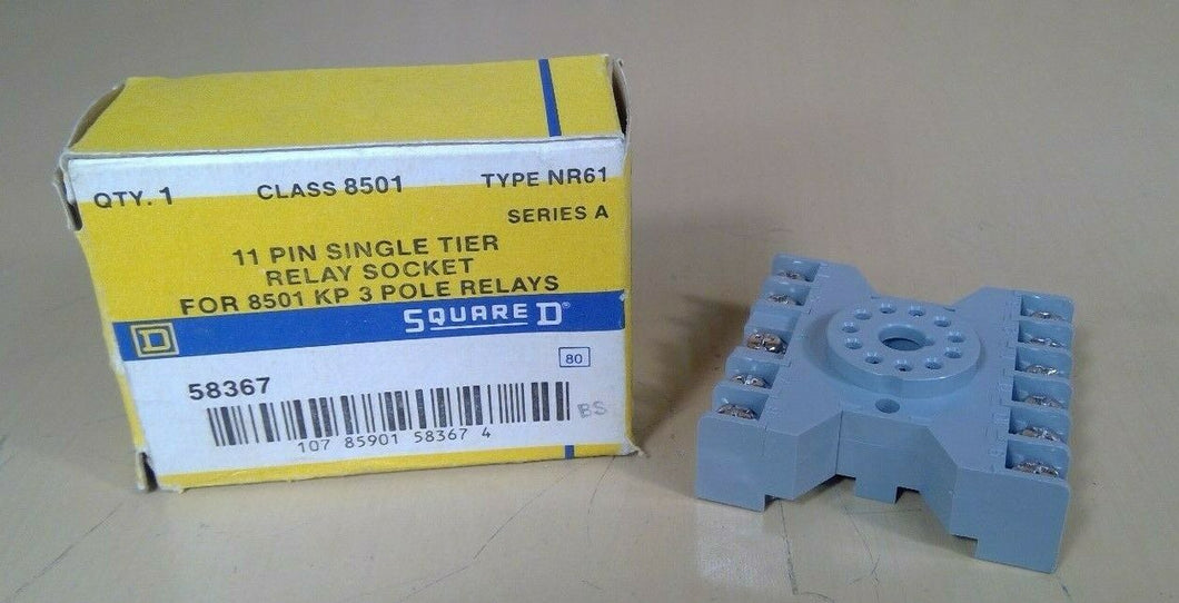 Square D 8501-NR61 Ser A 11 Pin Relay Socket (Class: 8501 Type: NR61)         4D