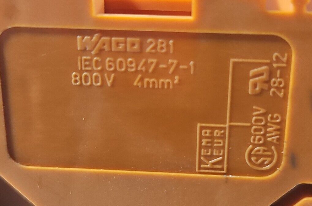 WAGO 281-678 Conductor Through Terminal Block - Lot of 35.              Loc3D-31