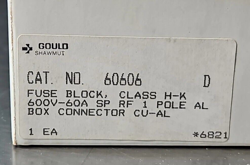 GOULD SHAWMUT 60606 CLASS H/K FUSEHOLDER  60A 600V.                     Loc4E-24