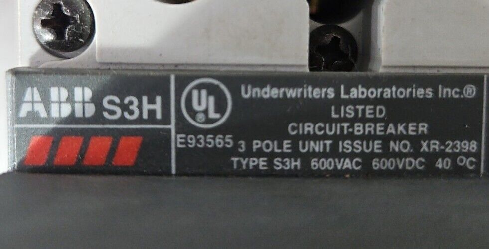 ALLEN-BRADLEY S3H SACE S3 Circuit Breaker 3-Pole 225A.                 Loc 4D-25