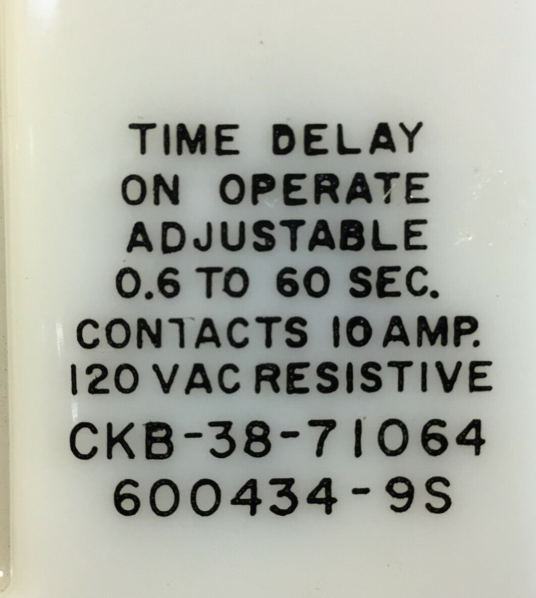 Potter & Brumfield  CKB-38-71064  Time Delay Relay 0.6-60 Sec. 10A     4C