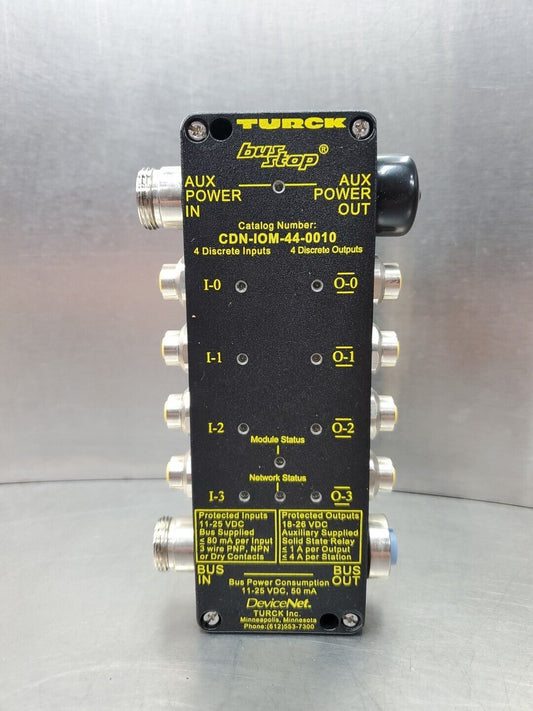 TURCK CDN-IOM-44-0010 4 Input/4 Output DeviceNet BusStop Terminal Block.   3E-36