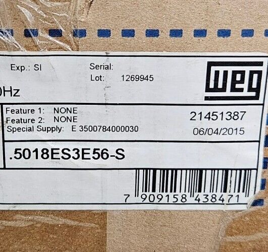 Weg .5018ES3E56-S  0.5HP04P56 -208-230/460 V60Hz Motor                     Loc1E