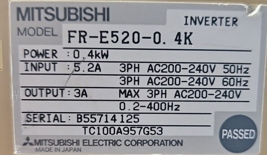 Mitsubishi Electric FR-E520-0.4K Inverter Drive                         Loc1B-20