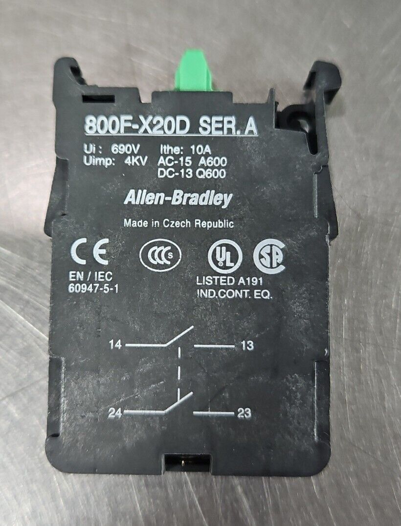 ALLEN BRADLEY 800F-X20D CONTACT BLOCK.                                  Loc 4A-1