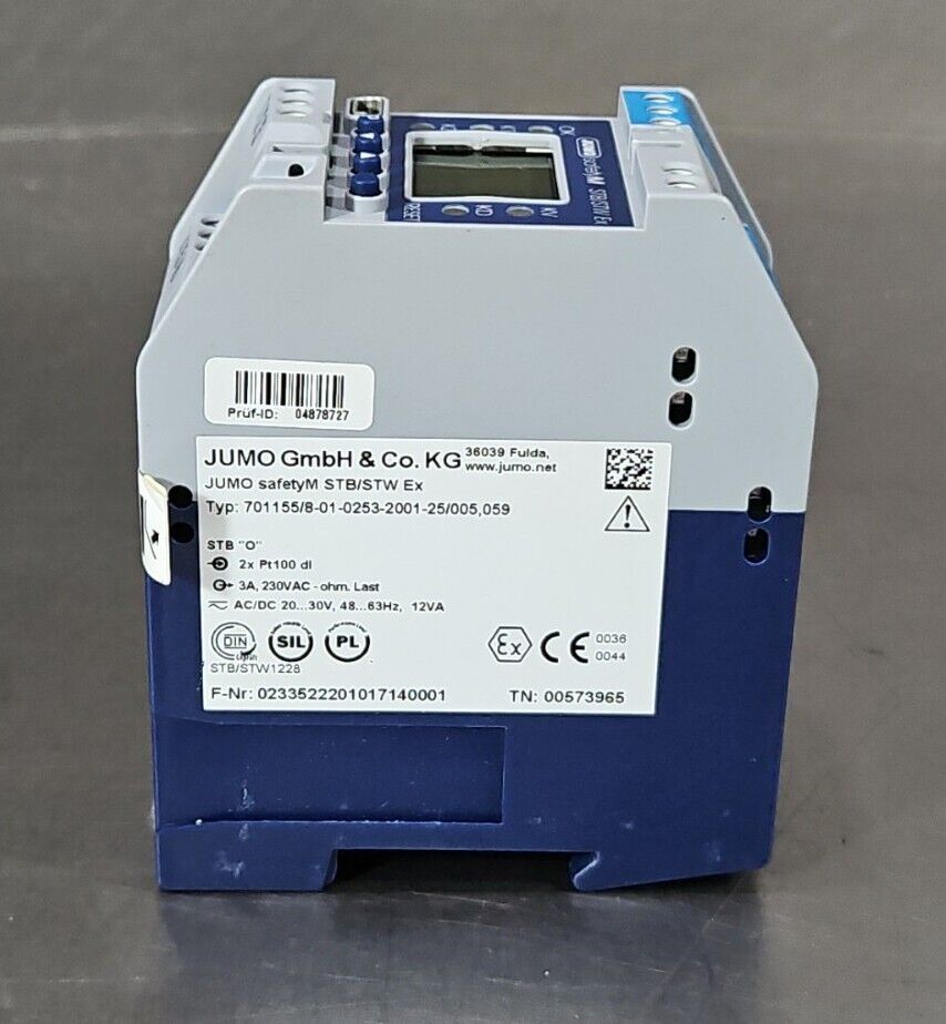Jumo GmbH Safety M STB/STW Ex. Type:701155/8-01-0253 Safety Temp Limiter.  4E-22