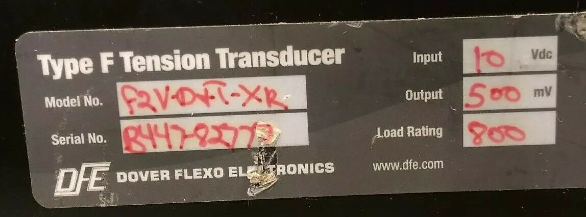 DOVER FLEXO ELECTRONICS TYPE F TENSION TRANSDUCER F2V-DIT-XR    1E