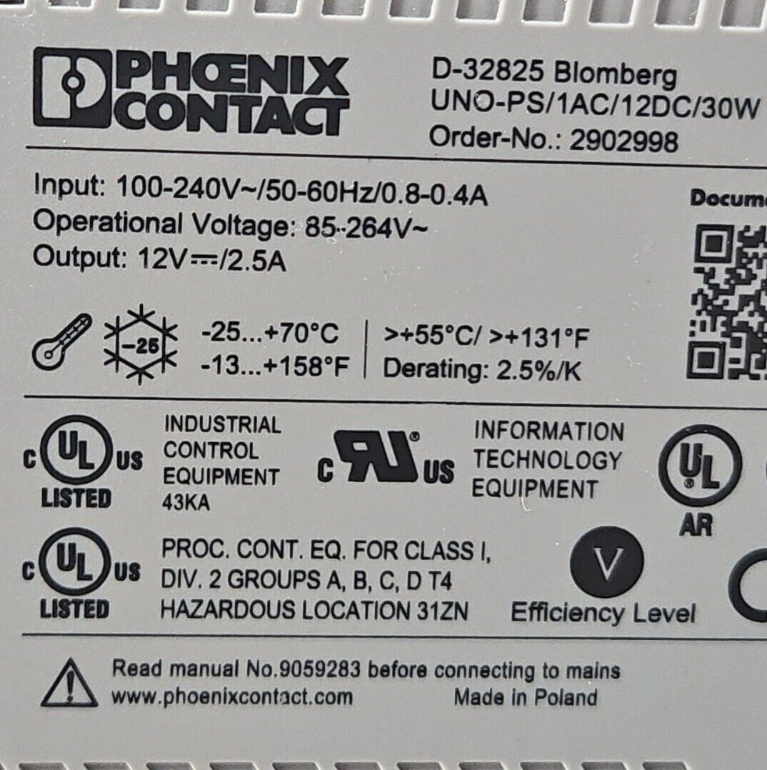 Phoenix Contact UNO-PS/1AC/24DC/30W.  Power Supply.    3B-23