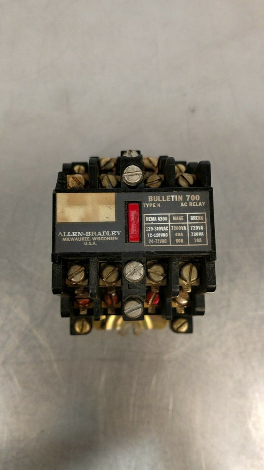 ALLEN BRADLEY BULLETIN 700 TYPE N Extended AC RELAY 700-N800A1 SER. C.   4H