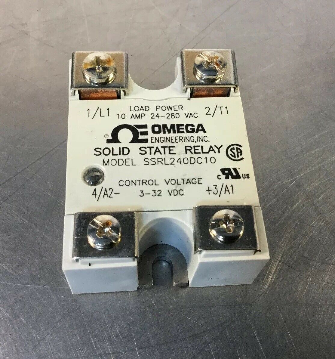 Omega SSRL240DC10 Solid State Relay Load Per. 10A 24-280VAC, Control 3-32 VDC 4B