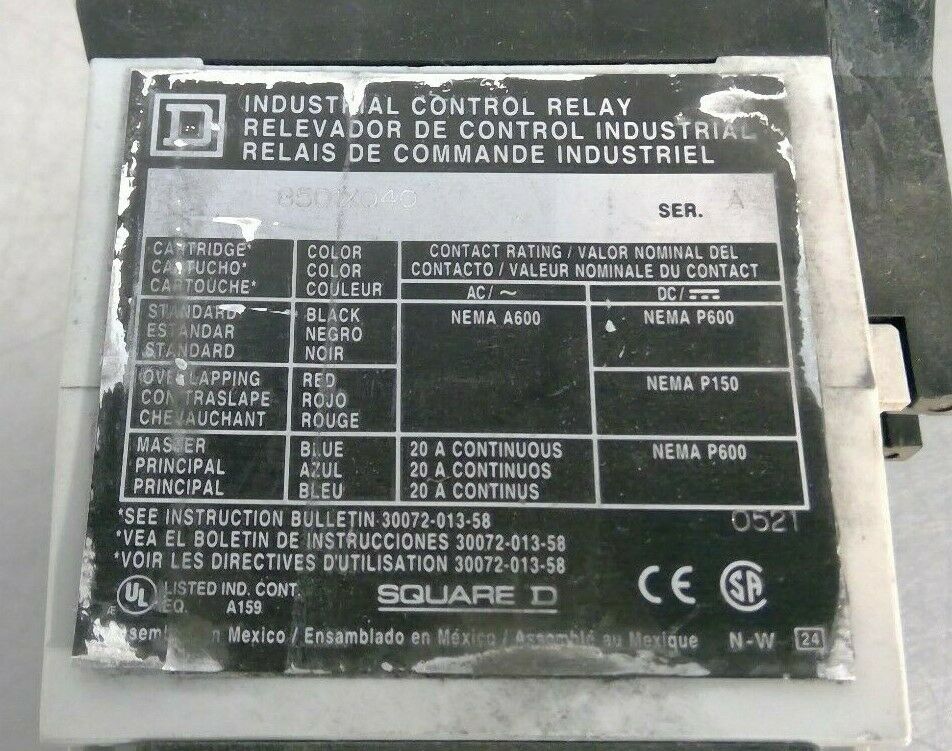 Square-D - 8501X040 Ser A Industrial Control Relay 8501XTE1 Timing Relay    4E-6