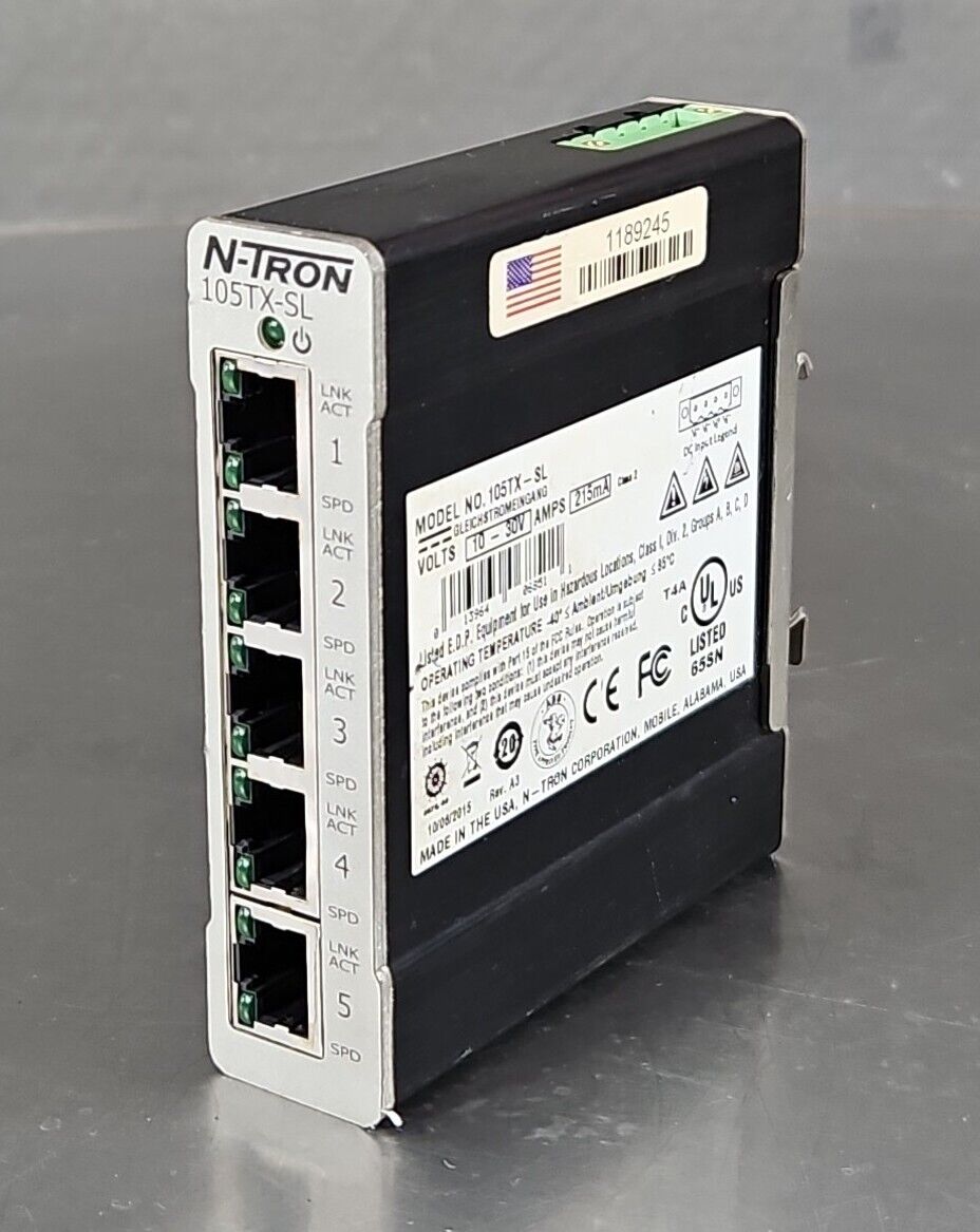 N-Tron 105TX-SL 5-Port Ethernet Switch 10-30V 215mA.                    Loc3C-22
