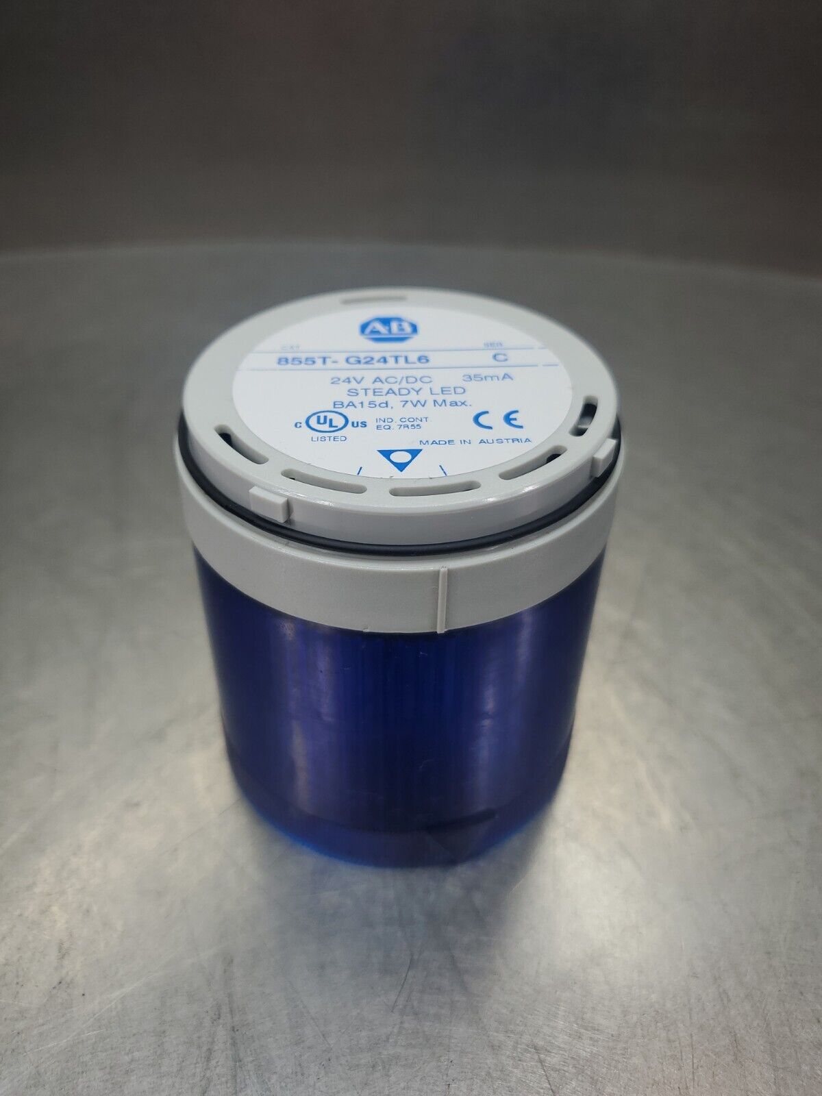 ALLEN BRADLEY 855T-G24TL6 SER C, CONTROL TOWER STACK LIGHT - BLUE.         3E-17