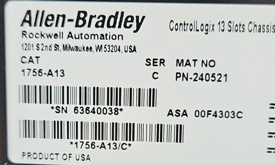 Allen Bradley 1756-A13 /C 13-Slot ControlLogix Chassis.                    3C-13