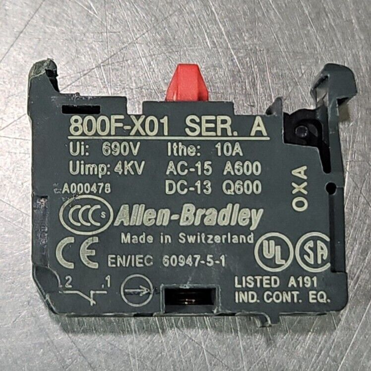 Allen-Bradley 800F-X01 Ser.A. Switch Contact Block.                     Loc 4A-1