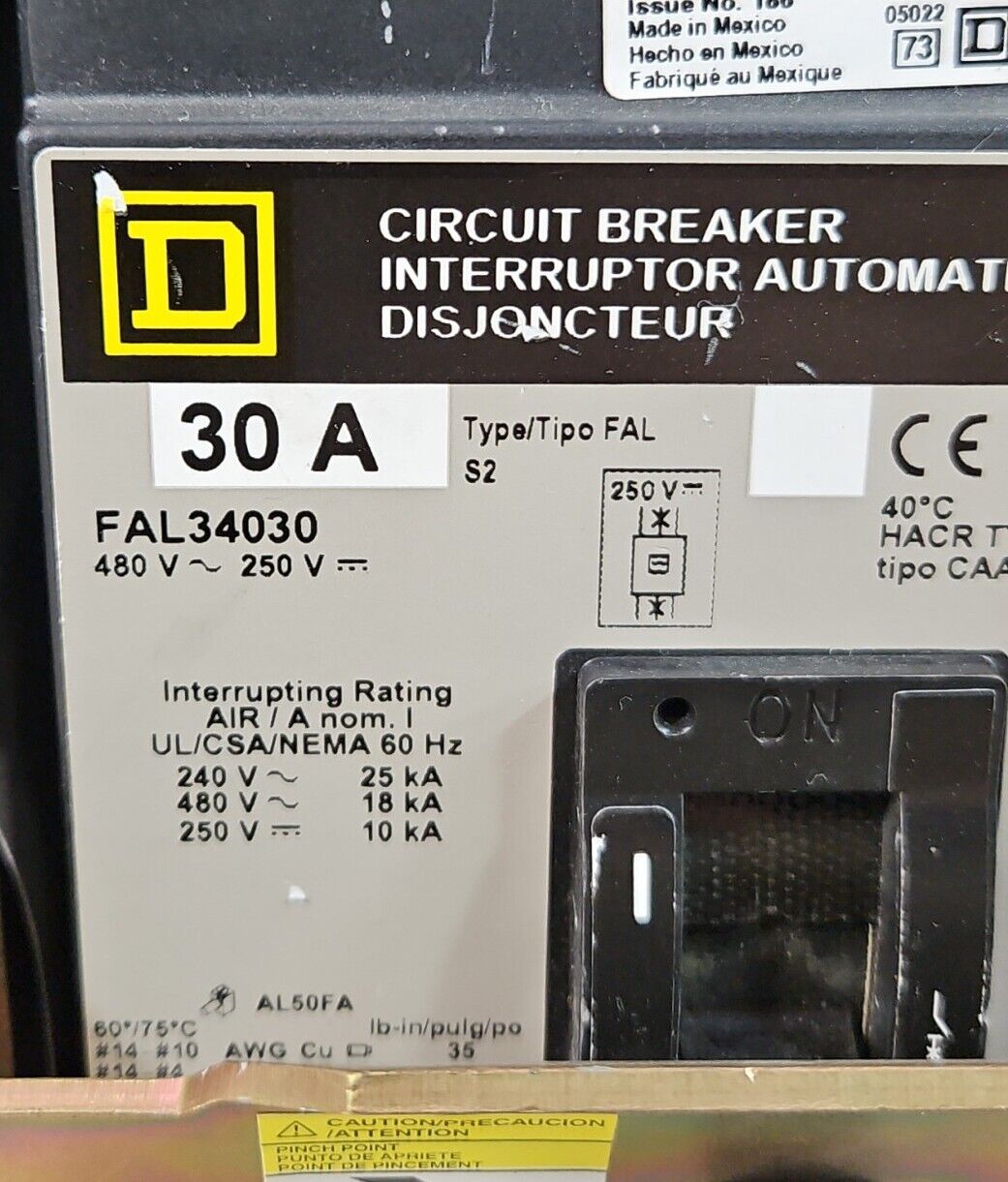 SQUARE D FAL34030 30 Amp 480 Volt w/9422RN1.                               4D-26