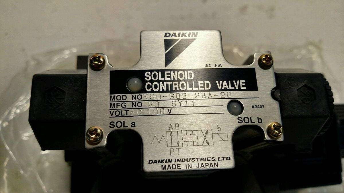 DAIKIN CONTROLLED SOLENOID VALVE KS0-G03-2BA-20 **New**                      AUC